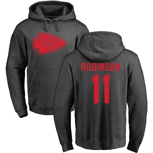 Men Kansas City Chiefs 11 Robinson Demarcus Ash One Color Pullover Hoodie